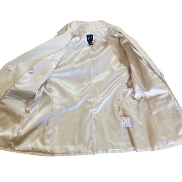 Gap Womens Beige Blazer Jacket Size 14 Cotton Blend Two Button Notch Collar - Picture 2 of 11
